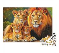 Familia de Leones Puzzle de 1000 Piezas Papel Puzzle para Adultos Vida Salvaje Africana Relajación Decoración Hogar Regalo 52x38cm/1000pcs