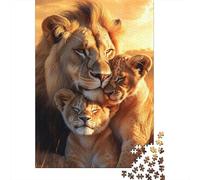 Familia de Leones Puzzle de 1000 Piezas Vida Salvaje Africana Puzzle para Adultos Papel Puzzle para Toda la Familia Relajación Decoración Regalo 52x38cm/1000pcs