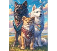 Familia de Lobos Bajo la Luna Rompecabezas 1000 Piezas Cartón Resistente para Toda La Familia Mascota de Vida Silvestre Cute Actividades Grupales Relajación Concentración Regalo Aniversario 1000 PCS
