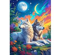 Familia de Lobos Bajo las Auroras Boreales Rompecabezas 300 Piezas Cartón Para Mayores Mascota de Vida Silvestre Terapia Ocupacional Regalo Corporativo Garantía Satisfacción Regalo Reyes Magos 300 PCS