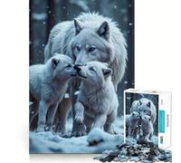 Familia de Lobos Blancos en un Bosque nevado Rompecabezas de 1000 Piezas para Adolescentes Diversión tamaño Uniforme Piezas precisas Actividad Relajante para Grupos en Interiores (38x26cm)