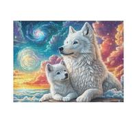 Familia de Lobos Blancos Entre Las Flores Rompecabezas 500 Piezas Cartón para Expertos Mejora Memoria Actividad Tiempo Libre Pack Completo Original 500 PCS