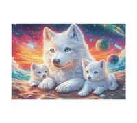 Familia de Lobos Blancos Rompecabezas 1000 Piezas Cartón para Principiantes Días Lluviosos Tiempo Libre En Casa para Reyes Magos Detalle De Cumpleaños 1000 PCS