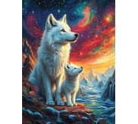 Familia de Lobos en el Bosque mágico Puzzle 300 Piezas Papel Mayores Vida Silvestre y Mascotas Terapia Relajación Relajación Mental Más Vendido Original 300 PCS