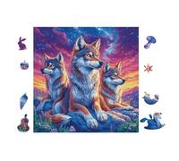 Familia de Lobos en el Bosque Puzzle 100 Piezas Papel Mayores Terapia Relajación Relajación Mental Más Vendido Original 28x28cm