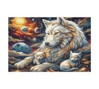 Familia de Lobos Montaña Bosque Vida Silvestre Naturaleza Salvaje Bonita Puzzle 1000 Piezas para Adultos Agradable Divertido Y Relajante Pasatiempos Y Hobby 1000 PCS（75x50cm）