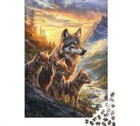 Familia de Lobos Puzzle de 1000 Piezas Cartón para Adultos Entorno de Bosque Montañoso Relajación Decoración Regalo 52x38cm/1000pcs
