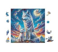 Familia de Lobos Rompecabezas 100 Piezas Cartón Grueso para Parejas Desarrollo Habilidades Pieza Decorativa Casa Pack Completo Regalo Cumpleaños 28x28cm