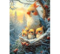 Familia de Loros en Nido Puzzle 1000 Piezas Lindo Cuento de Hadas acompañante Rompecabezas Familiar para Adultos Aliviar Estrés Decoración De Pared Moderna 1000 PCS