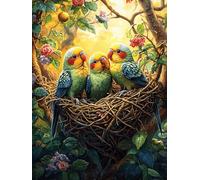 Familia de Loros en un Nido Puzzles 500 Piezas Construir Maquetas Detalladas Cuento de Hadas acompañante Adorable Rompecabezas para Adultos Desafío Intelectual Juguete Educativo 3D Moderno 500 PCS