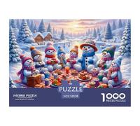 Familia de Muñecos de Nieve Encuentro Invernal Puzzle de 1000 Piezas Papel Adultos Vista Nocturna Puzzle para Toda la Familia Relajación Decoración Hogar Regalo Festivo 52x38cm/1000pcs