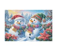 Familia de muñecos de Nieve Navidad Puzzle 1000 Piezas Papel Mayores Terapia Ocupacional Alivio Estrés Tiempo Libre En Casa Regalo Original 1000 PCS