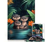 Familia de nutrias en la Jungla, Rompecabezas de 1000 Piezas para Adultos, Juguete para ejercitar la Mente, diversión en Conjunto, Corte de Calidad, (50x75cm)