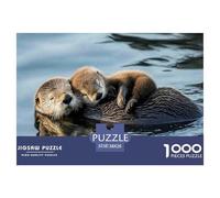 Familia de Nutrias Puzzle de 1000 Piezas Papel Puzzle para Adultos Agua Tranquila Juego de Puzzle 1000 Piezas Relajante 38x26cm/1000pcs