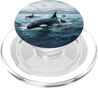 Familia de orcas Ballenas Nadando en el mar Ártico PopSockets PopGrip para MagSafe