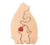 Familia de Oso de Madera Personalizada, Figura Madera Familia de Oso en Blanco Amoroso Oso de Madera Decoración & Decoración de Corazón para Decoración del Hogar de Papá Mamá (3 Osos)