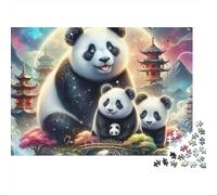 Familia de Panda Arquitectura China Puzzle de 1000 Piezas Puzzle para Adultos Escena Nocturna Puzzle para Toda la Familia Relajación Decoración Regalo 70x50cm/1000pcs