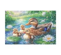 Familia de patos arroyo fauna silvestre naturaleza salvaje campo pacífica Puzzles 1000 Piezas Decorativo Hogar Obra De Arte Rompecabezas Familiar Para Adultos Desafío Intelectual DIY Creativo 1000 PCS