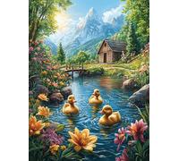 Familia de Patos en el río Rompecabezas 300 Piezas Cartón para Principiantes Cuentos de Hadas de Animales y Plantas Juego Familiar Ejercita La Mente Garantía Reposición Piezas 300 PCS