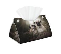 Familia de Perros Pug con Bokeh, Madre y Cachorro. Mascotas., Funda para Caja de pañuelos con Cierre, Reutilizable, Decorativa para baño, Sala de Estar, Dormitorio, Oficina y Coche.