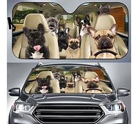 Familia De Perros Vaqueros Franceses Conduciendo Parasol para Automóvil Parasol para Parabrisas Protección Solar Protector Solar para Luna Delantera Universal para Vehículos SUV M