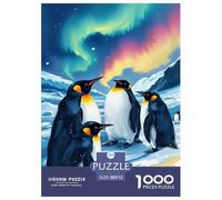 Familia de pingüinos bajo la Aurora Puzzles Imposible,desafío for Adults Animaleses Juego EduGatoivo 1000 Piezas Obra De Arte De Juego De para Adultos, Regalos A Partir De 14 Años 52x38cm/1000pcs