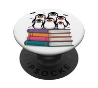 Familia de pingüinos en Libros con Gafas de PopSockets PopGrip Adhesivo