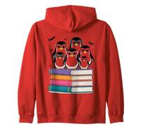 Familia de pingüinos en Libros con Gafas de Sudadera con Capucha