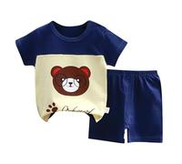 Familia de producto Boys Outfits&Set - Título del producto Conjunto de manga corta de algodón puro para ropa de verano Camiseta Ropa de bebé - Eterno Allround (Dark Blue, 3-4 años)