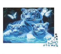 Familia de Tigres Blancos Puzzles 1000 Piezas Papel Reciclado para Adultos Puzzle para Adultos Juego difícil desafiante Juego Educativo para descompresión Excelente Idea de Regalo 52x38cm/1000pcs