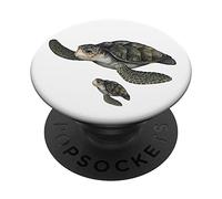 Familia de tortugas, madre tortuga y bebé, tortugas marinas, amor tierra PopSockets PopGrip Adhesivo