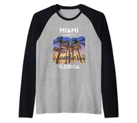 Familia de Vacaciones de Verano en Miami Florida Souvenir Travel USA Camiseta Manga Raglan