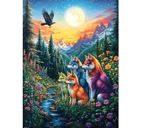 Familia de Zorros en el Bosque Rompecabezas 1000 Piezas Cartón para Expertos Cuentos de Hadas fantásticos de Animales Salvajes Mejora Memoria Actividad Tiempo Libre Pack Completo Origi