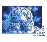 Familia del Tigre Blanco 1000 Piezas Cartón Resistente Paquete De Rompecabezas Pareja Socios Divertido Juego Desafiante Entrenamiento Cerebral Regalos 70x50cm/1000pcs