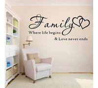 Familia DIY donde empieza la vida El amor nunca termina Palabras Citas Decal Home Decal Pegatina de pared M 30cm X 70cm