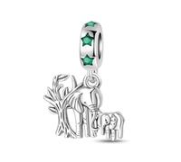 Familia Elefante Gota Adorno Charm, Plateado Charm Pulsera Accesorio, Compatible con Pandora Pulsera Neckalce, Regalo Para Mujeres