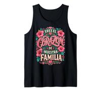 Familia Española Corazón Floral Cita Gráfico Eres Corazón Rosa Camiseta sin Mangas