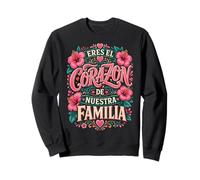 Familia Española Corazón Floral Cita Gráfico Eres Corazón Rosa Sudadera