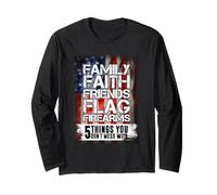 Familia Fe Amigos Bandera Armas de Fuego Manga Larga