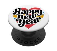 Familia Festiva de Feliz Año Nuevo 2026 Heart Matching PopSockets PopGrip Adhesivo