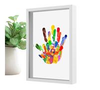Familia Handprint Keepsake - Kit de bebé transparente, de marco de memoria, pantalla de huella personalizada personalizada | Pared de mesa decorativa colgante para ducha, cumpleaños, ado