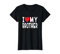 Familia, Hermano, Amo a mi Hermano, corazón Camiseta gráfica económica, Mujer, Negro, XL