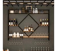Familia hierro estantería de botellas de vino,botellero montado en la pared ,soporte para vino colgante con luz LED,Metal estanteria industrial con soporte para copas de vino,negro y or,sala de estar(