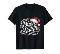 Familia Italiana Luces Navidad Rojo Santa Hat BUON Natale Camiseta