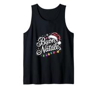 Familia Italiana Luces Navidad Rojo Santa Hat BUON Natale Camiseta sin Mangas
