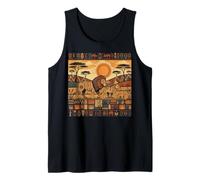 Familia León Africano Patrón Tribal Kente Safari Ghana Camiseta sin Mangas