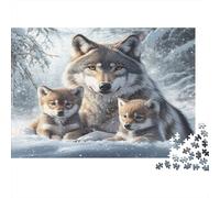 Familia Lobo Nieve 1000 Piezas Stock De Cartas Premium Paquete De Rompecabezas Entusiastas De Jigsaw Senior Difícil Desafío Decoración De Paredes Paquete De Valor 52x38cm/1000pcs