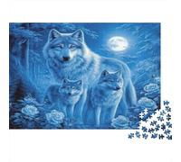 Familia Lobos Puzzle 1000 Piezas De Cartón Grueso Lobo Luna Rompecabezas Anti Estrés Adultos para Actividad Abuelos Y Nietos como Regalo Original 70x50cm/1000pcs