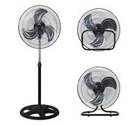 Familia Melchioni | Ventilador industrial 3 en 1, montaje en suelo, pared o mesa, 3 velocidades, función de oscilación, 3 aspas metálicas, 45 W, silencioso, color negro