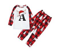 Familia Navidad Letra A Impreso Traje de Manga Larga Moda Invierno Vacaciones Sudadera con Capucha Padres Hijos Ropa para Fiesta Conjunto de Suéter, rojo, 5-6 Jahre